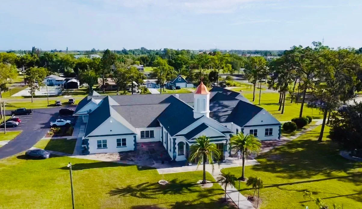 Aerial view of shingle roofing project in Florida