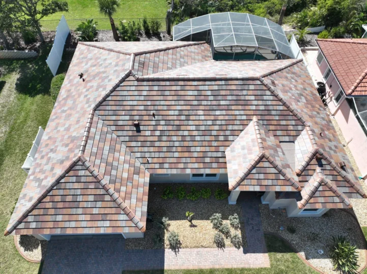 Aerial view of new roof in Florida