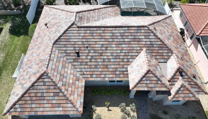 Aerial view of new roof in Florida