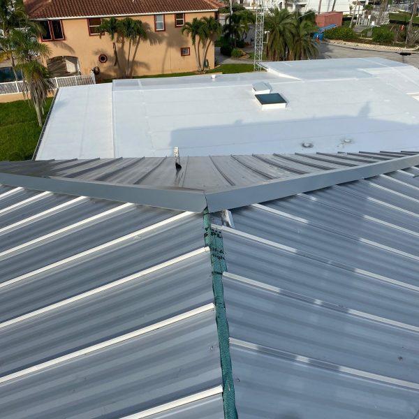 View of metal roof from top of residential Florida home